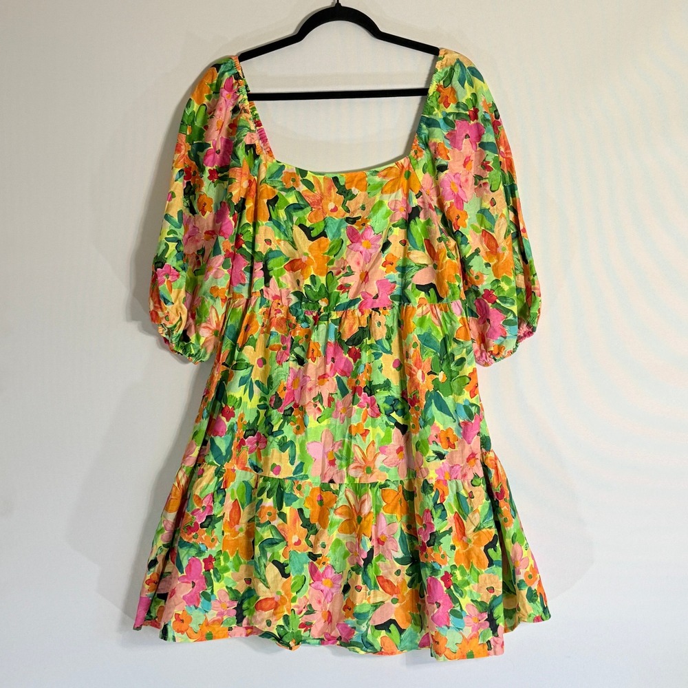 NEW Sanctuary Small Ruffle Tiered Dress Floral Green Pink Cottage Feminine Sweet